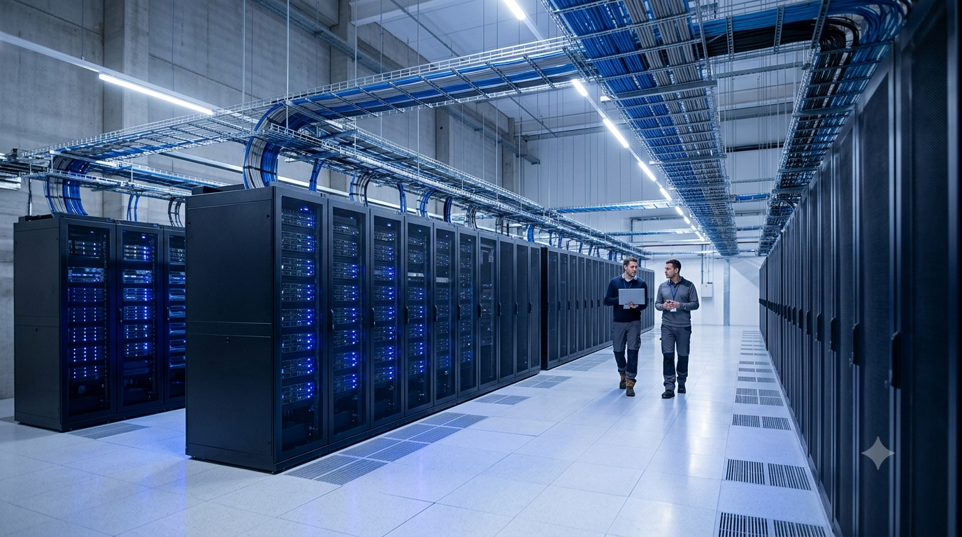Data center professionals collaborating in a Netherlands facility, reflecting strong digital infrastructure hiring demand.