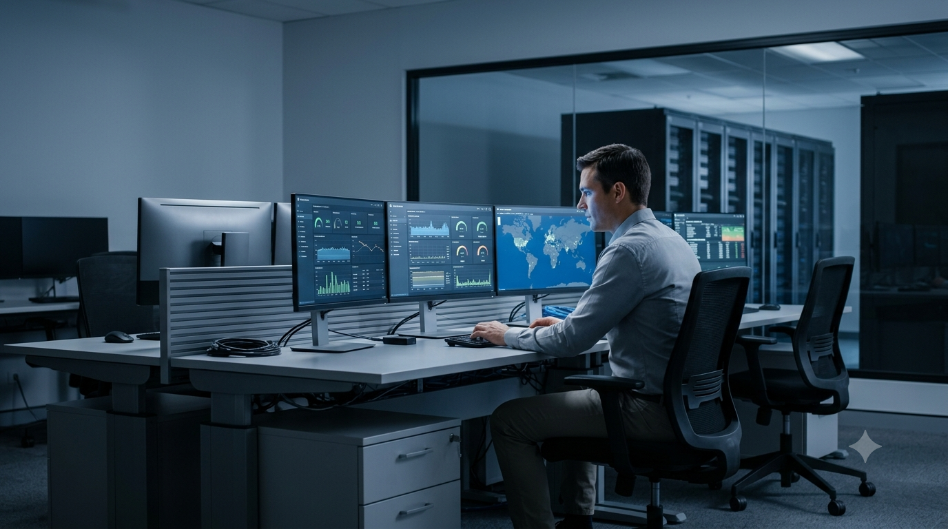 Data center network operations center in Australia, reflecting steady growth in digital infrastructure monitoring roles.